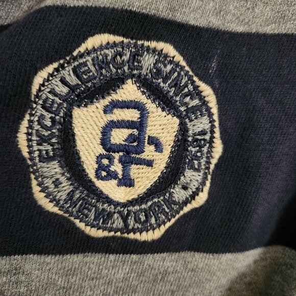 Abercrombie & Fitch Kids Navy Gray Striped Muscle Full Zip Hoodie Size L - Picture 3 of 6